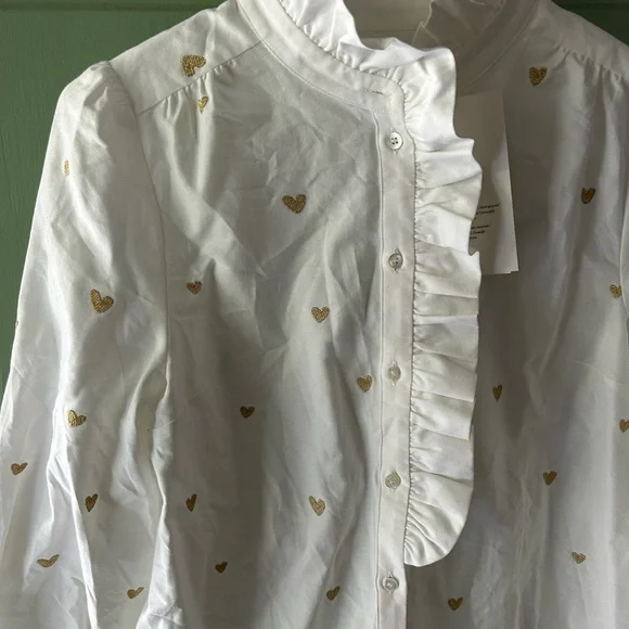 NWT NEW Sezane Chlo Blouse with Gold Heart Embroidery 34 - Picture 7 of 15
